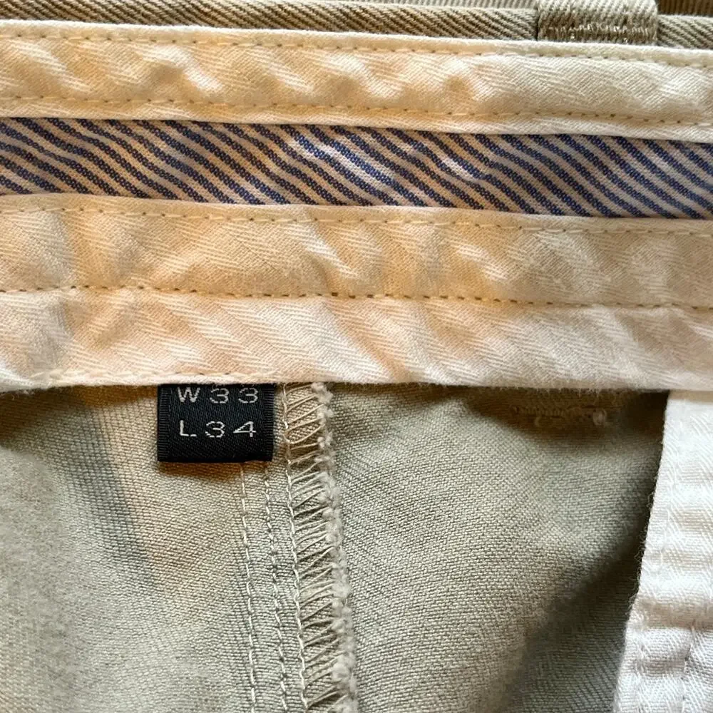 Khaki Pants Chinos Flat Front Men's W33 L33 100% Cotton J. Crew Essential